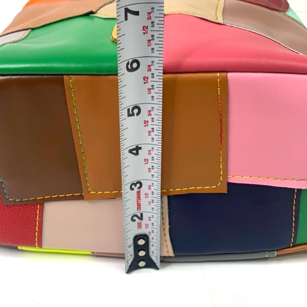Colorful Leather Patchwork Backpack Purse - image 8